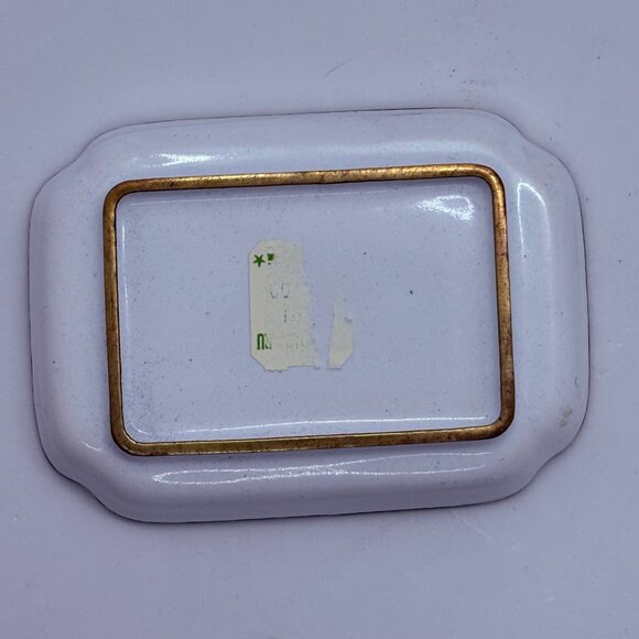 Vintage Hand-Painted Floral Pink Ceramic Trinket Tray With Gold Trim - Picture 5 of 7